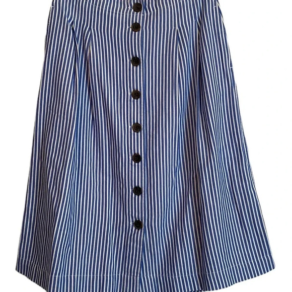 Talbots Button Front Blue Stripped Skirt - Picture 4 of 7